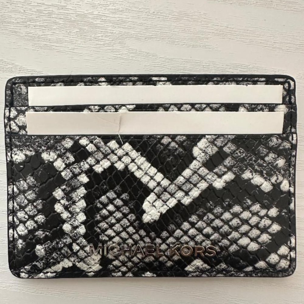 Michael Kors Jet Set Small Snake Embossed Card Case BRAND NEW